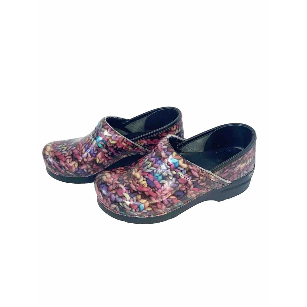 Dansko Clogs Rainbow Yarn Patent Leather Slip On Comfort Professional Shoe 38/8 - Picture 2 of 13